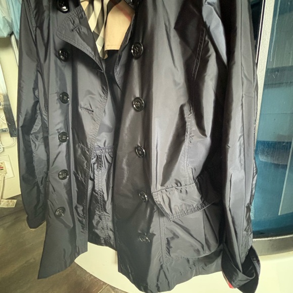 Burberry Brit Black and Beige Check Trench Coat - Picture 10 of 13